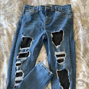 TopShop Moto with Fishnet Skinny Jeans Size 30/30